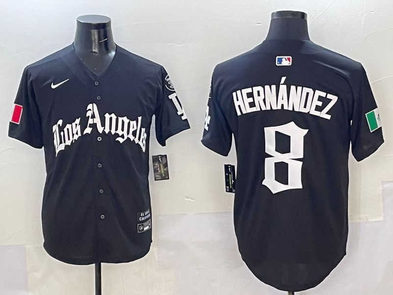 Men Los Angeles Dodgers #8 Hernandez Black Five generations Joint Name 2025 Nike MLB Jersey style 1->los angeles dodgers->MLB Jersey